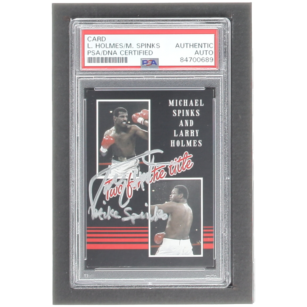 Larry Holmes & Michael Spinks Signed Custom Trading Card (PSA