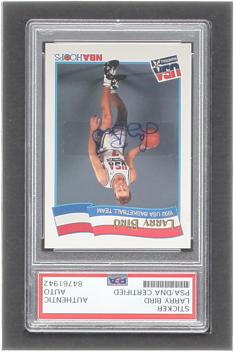 Larry Bird Signed Sticker On 1991-92 Hoops McDonald's #52 USA (PSA, Beckett & Bird) at PristineAuction.com Larry Bird Signed Sticker On 1991-92 Hoops McDonald's #52 USA (PSA, Beckett & Bird) at PristineAuction.com