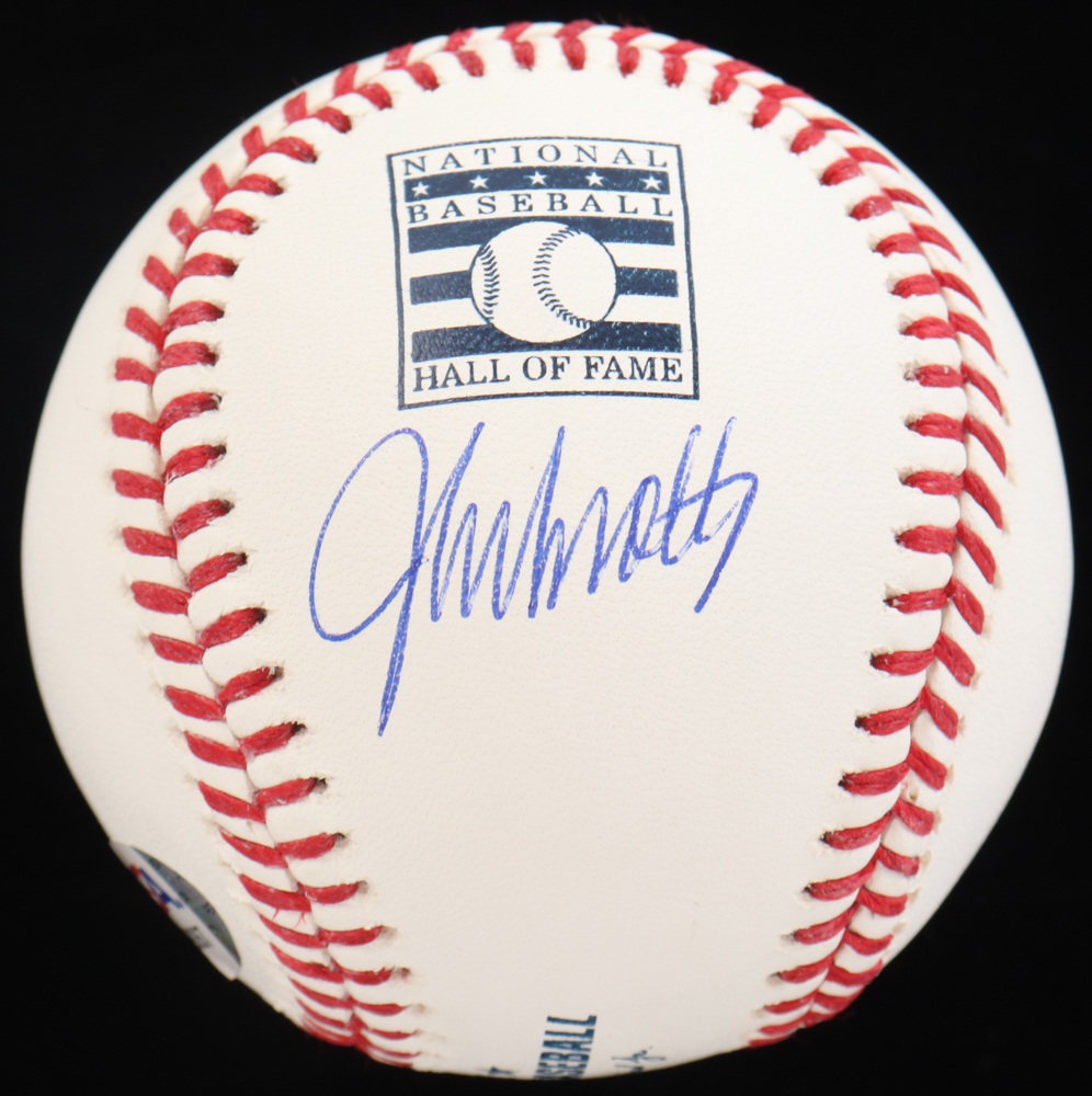 John Smoltz Signed OML Hall of Fame Logo Baseball with Display Case