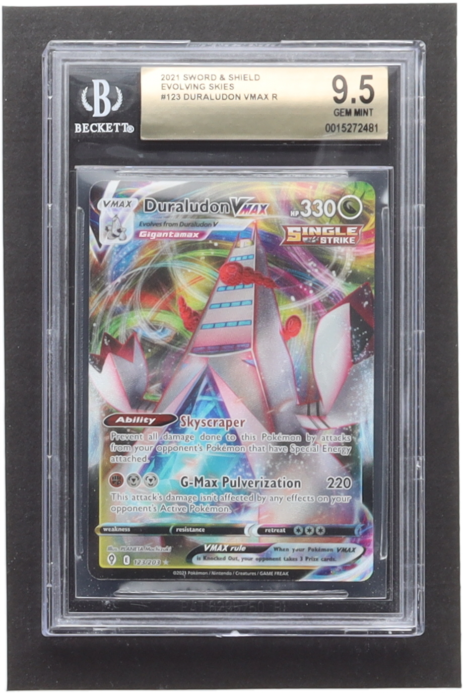 Duraludon VMAX 2021 Pokemon Sword and Shield Evolving Skies #123 (BGS 9.5) at PristineAuction.com Duraludon VMAX 2021 Pokemon Sword and Shield Evolving Skies #123 (BGS 9.5) at PristineAuction.com