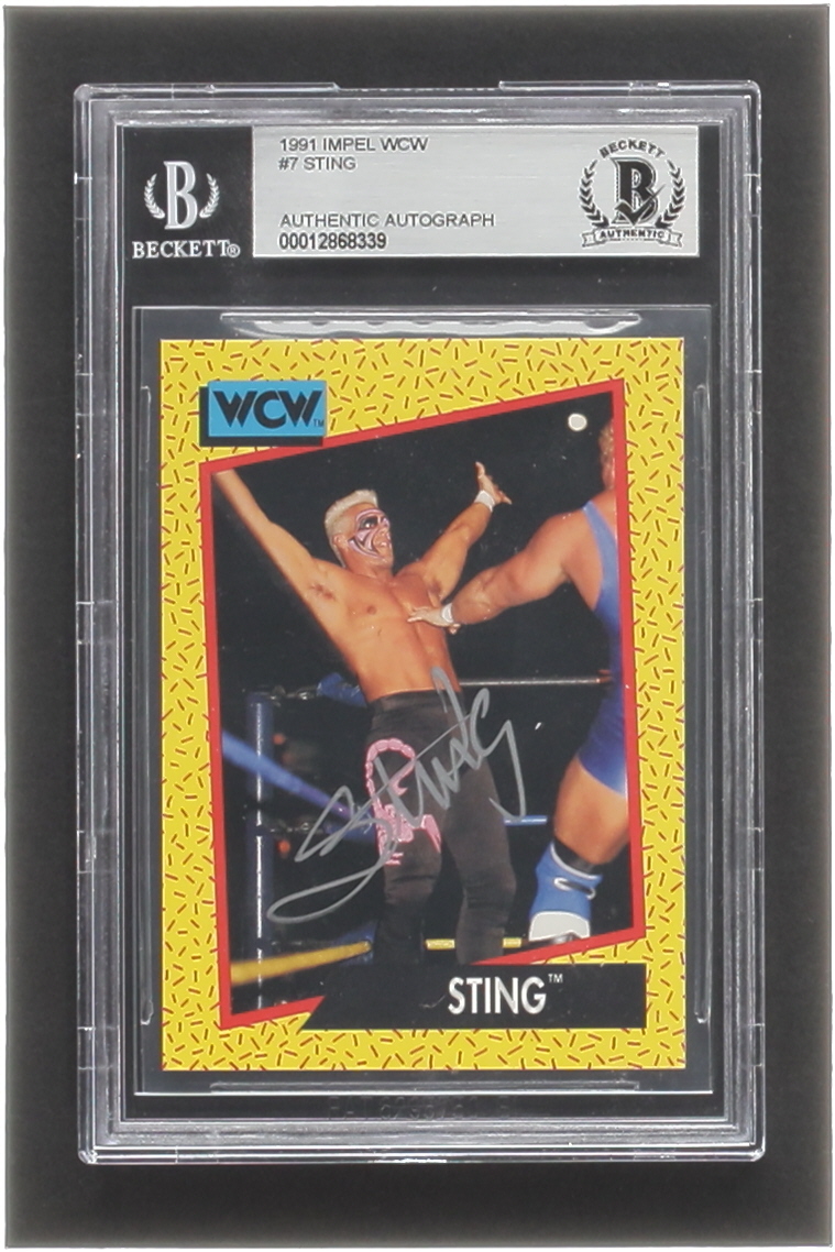 Sting Signed 1991 Impel WCW #7 (BGS) at PristineAuction.com Sting Signed 1991 Impel WCW #7 (BGS) at PristineAuction.com