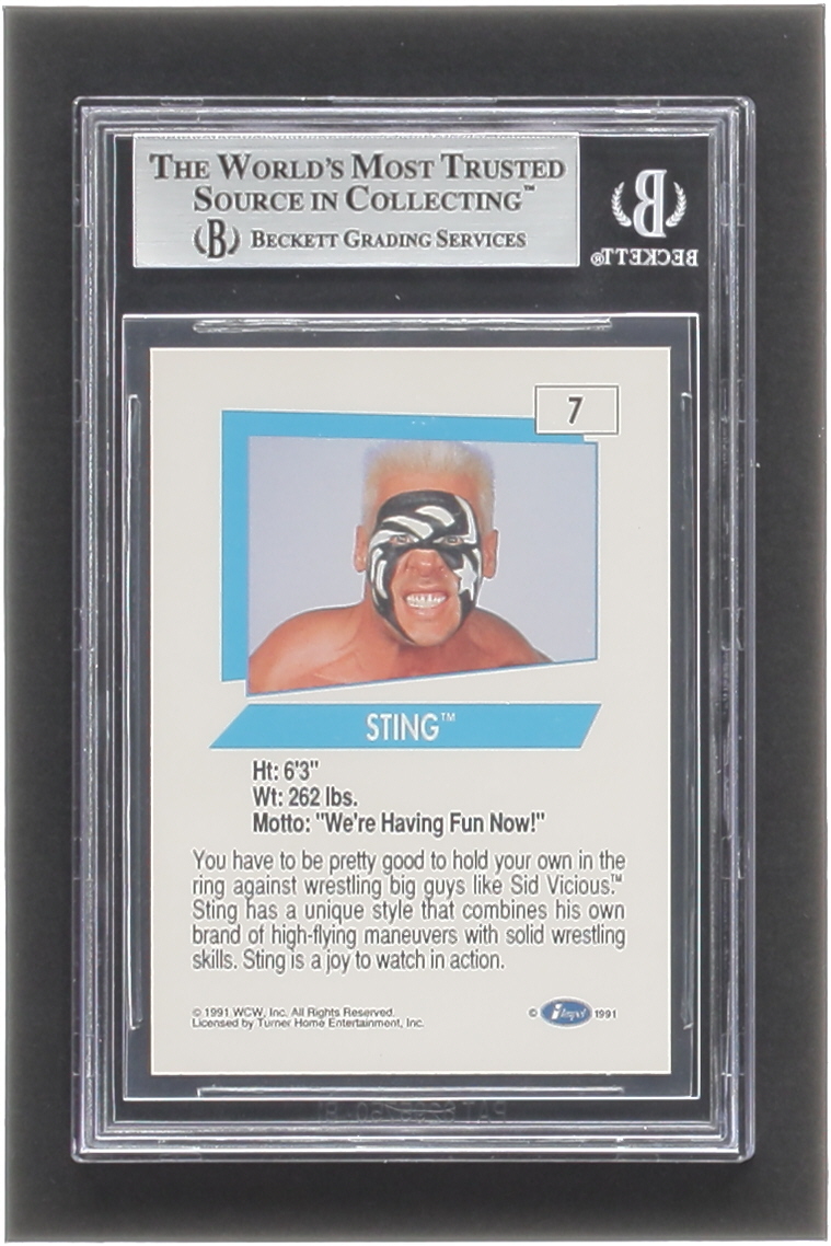 Sting Signed 1991 Impel WCW #7 (BGS) at PristineAuction.com Sting Signed 1991 Impel WCW #7 (BGS) at PristineAuction.com