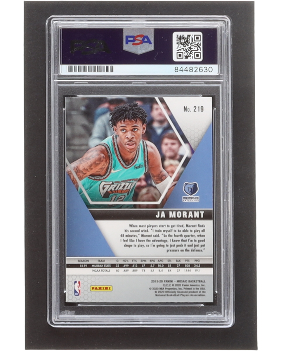 Ja Morant Signed 2019-20 Panini Mosaic #219 RC (PSA) at PristineAuction.com Ja Morant Signed 2019-20 Panini Mosaic #219 RC (PSA) at PristineAuction.com