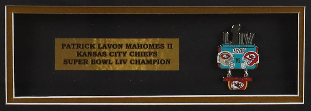 Patrick Mahomes Chiefs Custom Framed Jersey Display with Official Super Bowl LIV Pin at PristineAuction.com Patrick Mahomes Chiefs Custom Framed Jersey Display with Official Super Bowl LIV Pin at PristineAuction.com