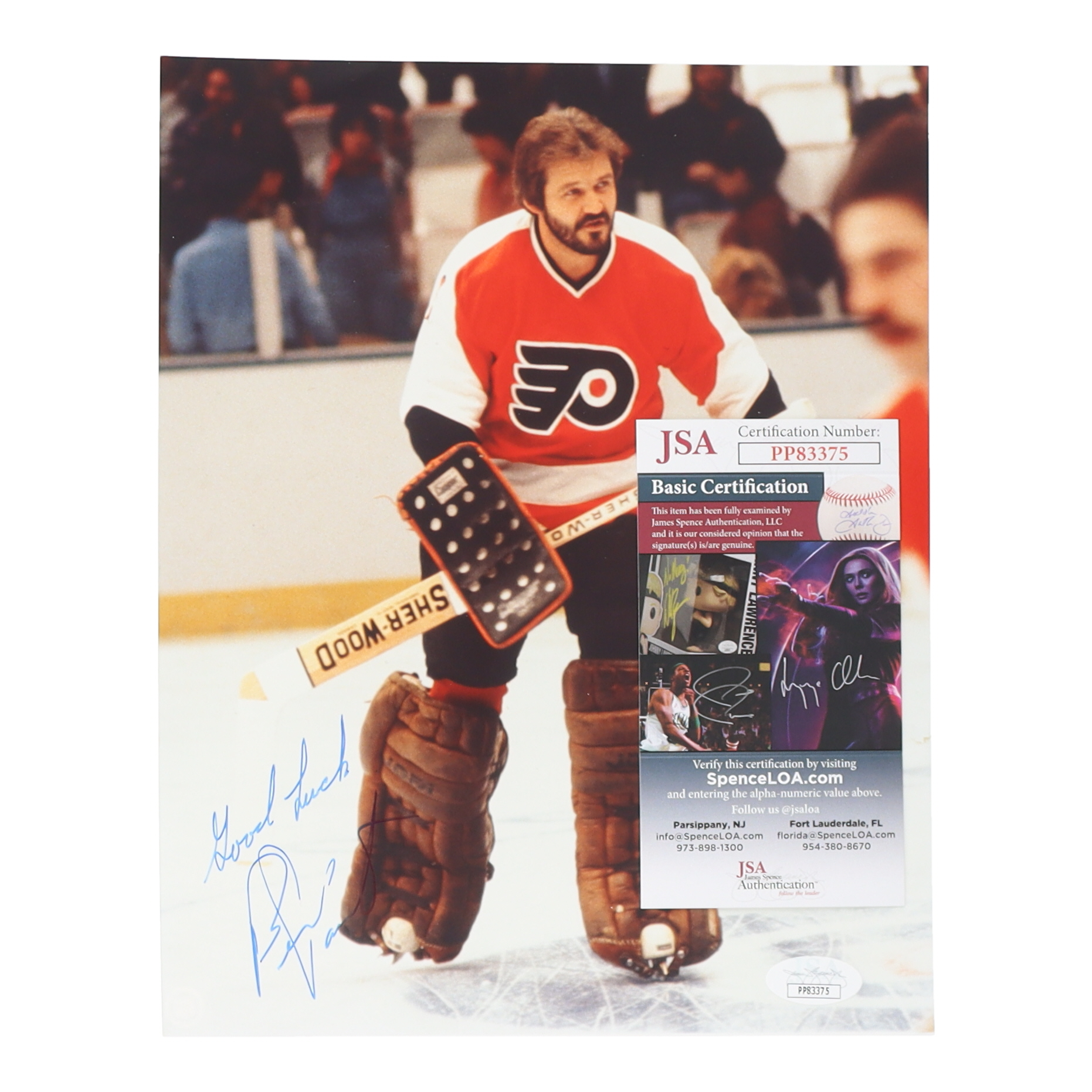 Bernie Parent Signed Flyers 8x10 Photo Inscribed "Good Luck" (JSA) at PristineAuction.com Bernie Parent Signed Flyers 8x10 Photo Inscribed "Good Luck" (JSA) at PristineAuction.com