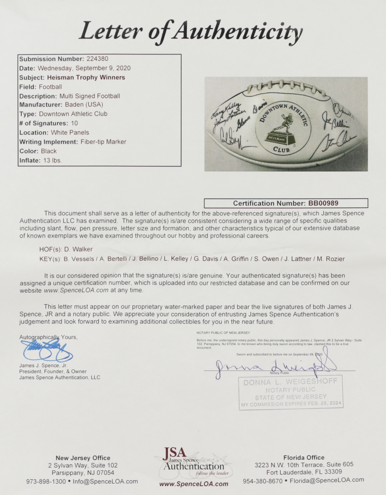 Heisman Trophy Winners Logo Football Signed By (10) with Doak Walker, Billy Vessels, Angelo Bertelli, Archie Griffin, Mike Rozier (JSA) at PristineAuction.com Heisman Trophy Winners Logo Football Signed By (10) with Doak Walker, Billy Vessels, Angelo Bertelli, Archie Griffin, Mike Rozier (JSA) at PristineAuction.com
