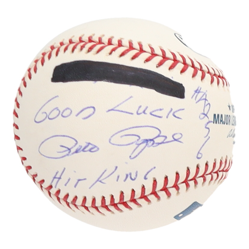 Pete Rose Signed OML Baseball Inscribed "Good Luck", "Hit King" & "#4256" (PSA) at PristineAuction.com Pete Rose Signed OML Baseball Inscribed "Good Luck", "Hit King" & "#4256" (PSA) at PristineAuction.com