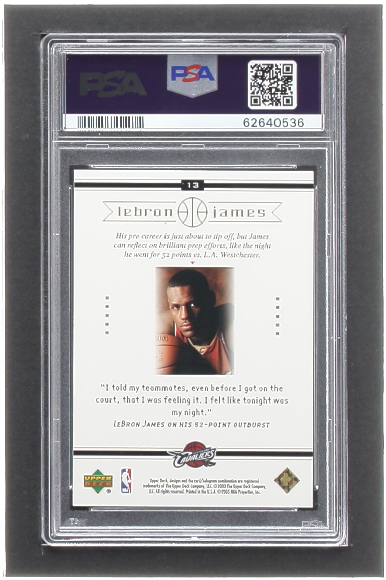 LeBron James 2003 Upper Deck LeBron James Box Set #13 In the Zone RC (PSA 9) at PristineAuction.com LeBron James 2003 Upper Deck LeBron James Box Set #13 In the Zone RC (PSA 9) at PristineAuction.com