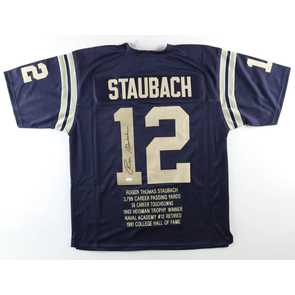 Roger Staubach Autographed White Jersey – Dallas Cowboys, Certified Authentic