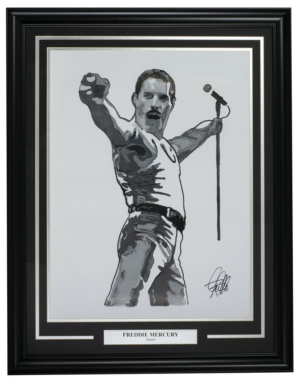 Freddie Mercury Queen Custom Framed Artist Print at PristineAuction.com Freddie Mercury Queen Custom Framed Artist Print at PristineAuction.com