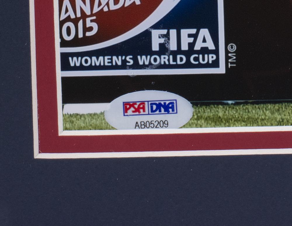 2015 Team USA World Cup 22x27 Custom Framed Photo Display Team-Signed by (10) with Hope Solo, Carli Lloyd, Shannon Boxx, Morgan Brian Inscribed "Hat Trick 7/5/15" (PSA) at PristineAuction.com 2015 Team USA World Cup 22x27 Custom Framed Photo Display Team-Signed by (10) with Hope Solo, Carli Lloyd, Shannon Boxx, Morgan Brian Inscribed "Hat Trick 7/5/15" (PSA) at PristineAuction.com
