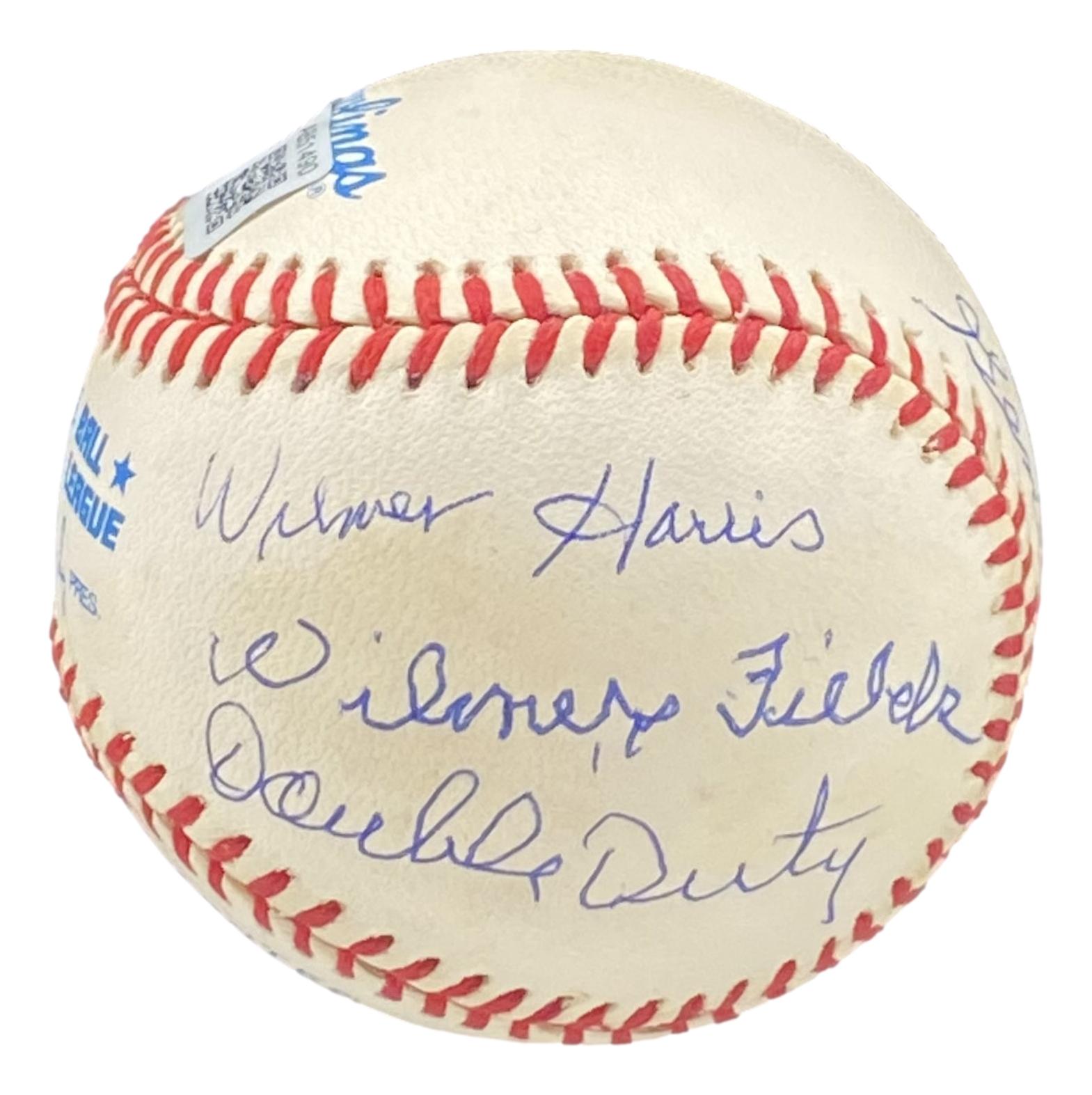 Negro League Legends OAL Baseball Signed By (11) with Wilmer Harris, Wilmer Fields, Ted Radcliffe, Willie Pope, Gene Benson (Beckett) at PristineAuction.com Negro League Legends OAL Baseball Signed By (11) with Wilmer Harris, Wilmer Fields, Ted Radcliffe, Willie Pope, Gene Benson (Beckett) at PristineAuction.com