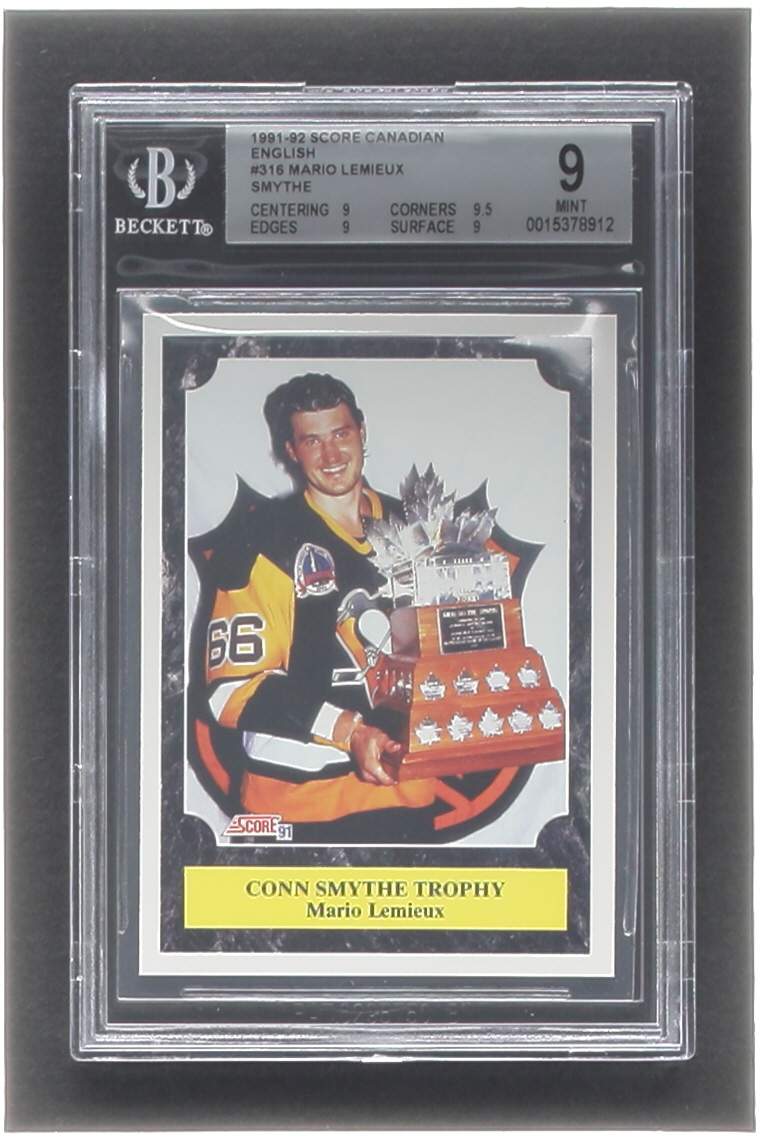 Mario Lemieux 1991-92 Score Canadian English #316 Conn Smythe Trophy (BGS 9) at PristineAuction.com Mario Lemieux 1991-92 Score Canadian English #316 Conn Smythe Trophy (BGS 9) at PristineAuction.com