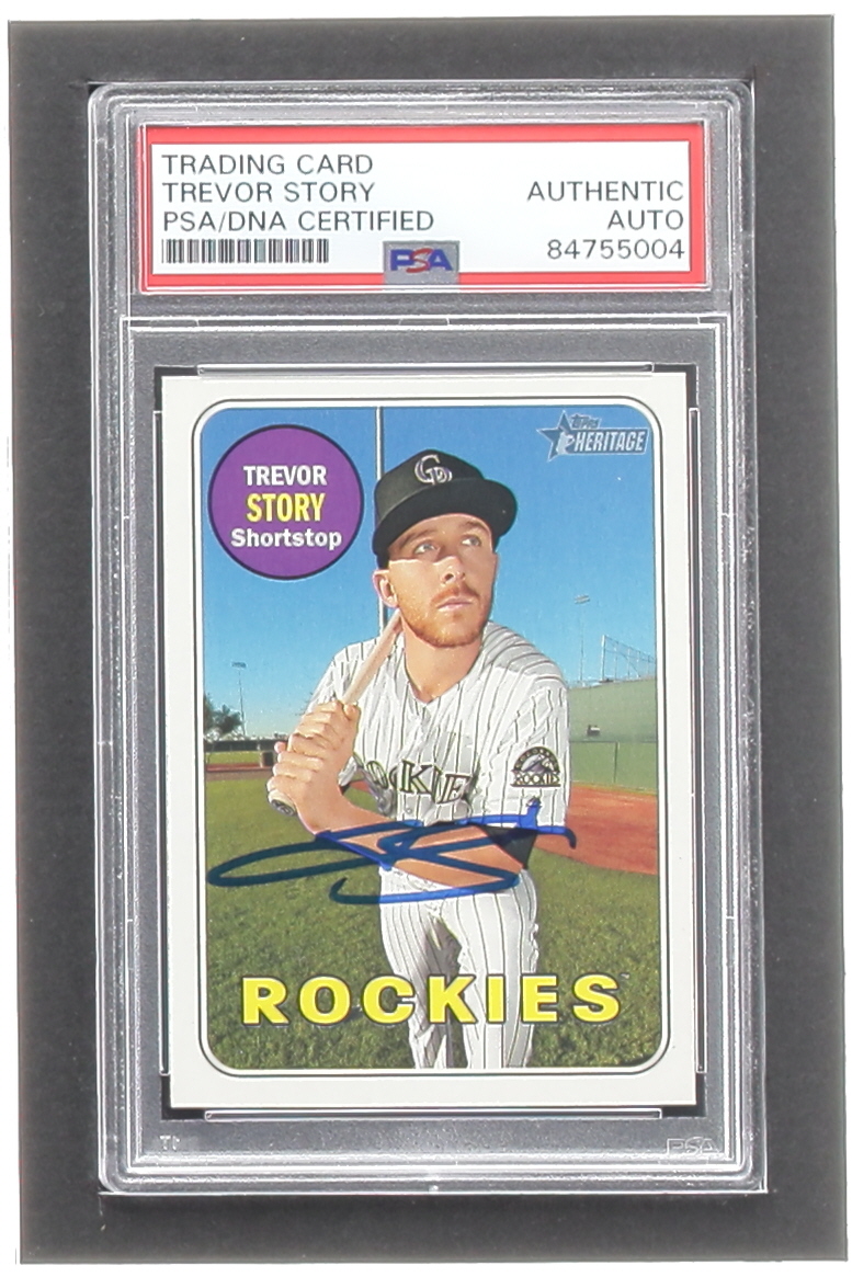 Trevor Story Signed 2018 Topps Heritage #276 (PSA) at PristineAuction.com Trevor Story Signed 2018 Topps Heritage #276 (PSA) at PristineAuction.com