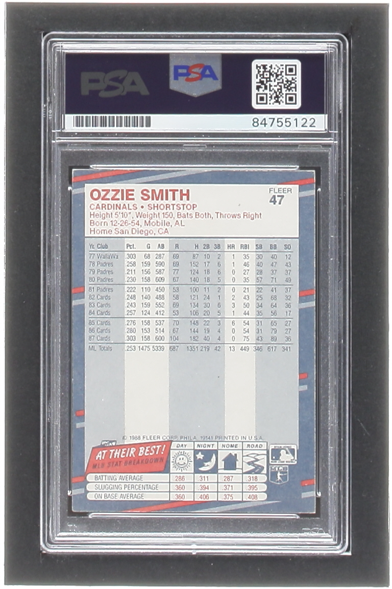 Ozzie Smith Signed 1988 Fleer #47 (PSA) at PristineAuction.com Ozzie Smith Signed 1988 Fleer #47 (PSA) at PristineAuction.com