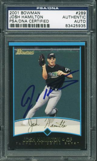 Josh Hamilton Signed 2001 Bowman Gold #289 (PSA) at PristineAuction.com Josh Hamilton Signed 2001 Bowman Gold #289 (PSA) at PristineAuction.com