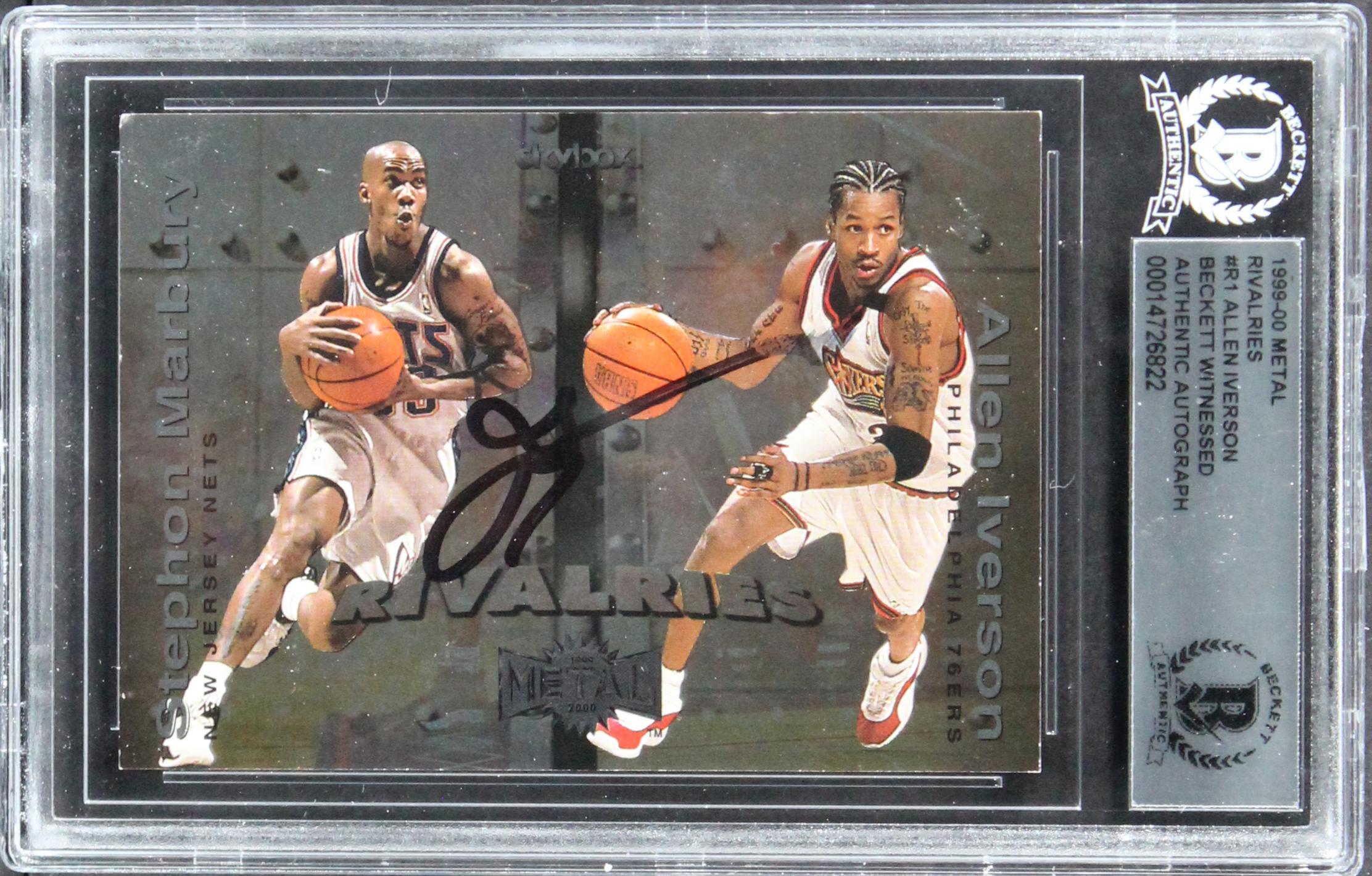 Allen Iverson Signed 1999-00 Metal Rivalries #R1 Allen Iverson / Stephon Marbury (BGS) at PristineAuction.com Allen Iverson Signed 1999-00 Metal Rivalries #R1 Allen Iverson / Stephon Marbury (BGS) at PristineAuction.com