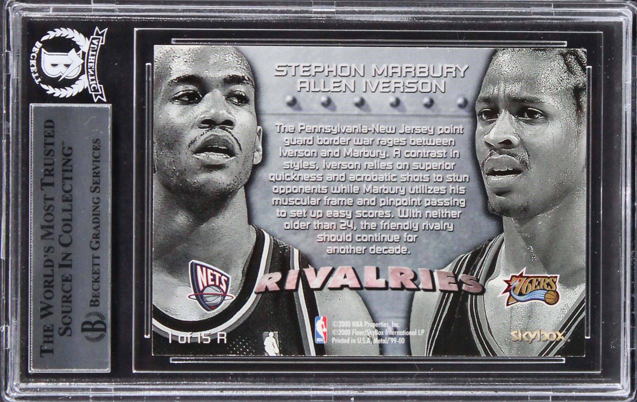 Allen Iverson Signed 1999-00 Metal Rivalries #R1 Allen Iverson / Stephon Marbury (BGS) at PristineAuction.com Allen Iverson Signed 1999-00 Metal Rivalries #R1 Allen Iverson / Stephon Marbury (BGS) at PristineAuction.com