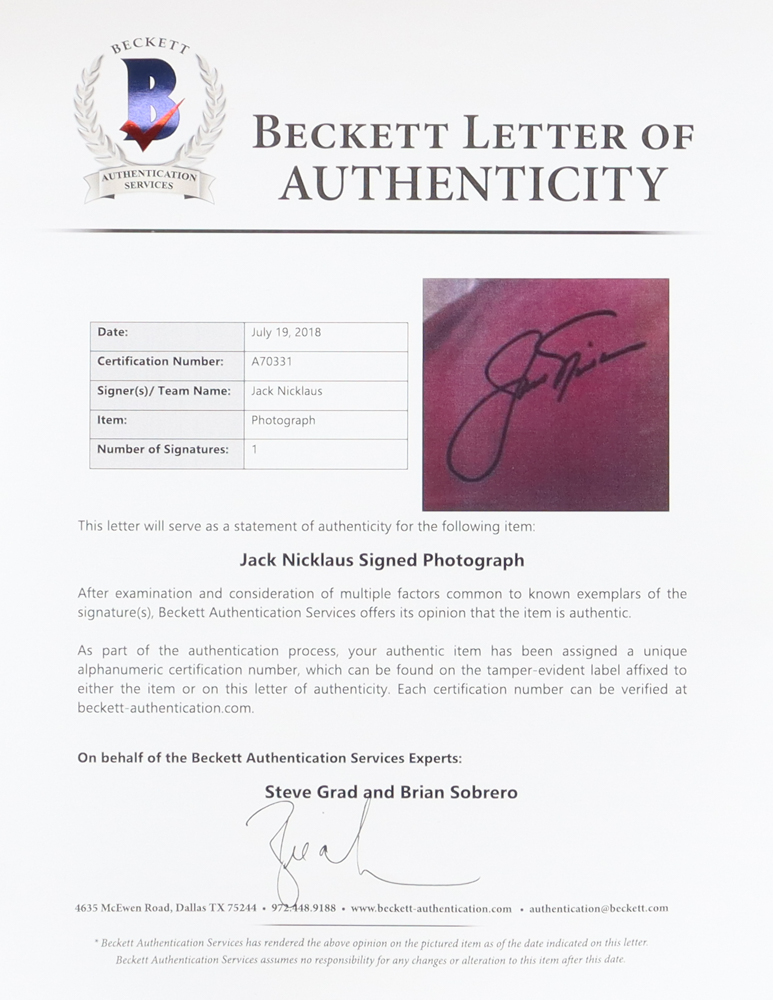 Jack Nicklaus Signed 16x20 Magazine Cover Photo (Beckett, Mounted Memories & Nicklaus) at PristineAuction.com Jack Nicklaus Signed 16x20 Magazine Cover Photo (Beckett, Mounted Memories & Nicklaus) at PristineAuction.com