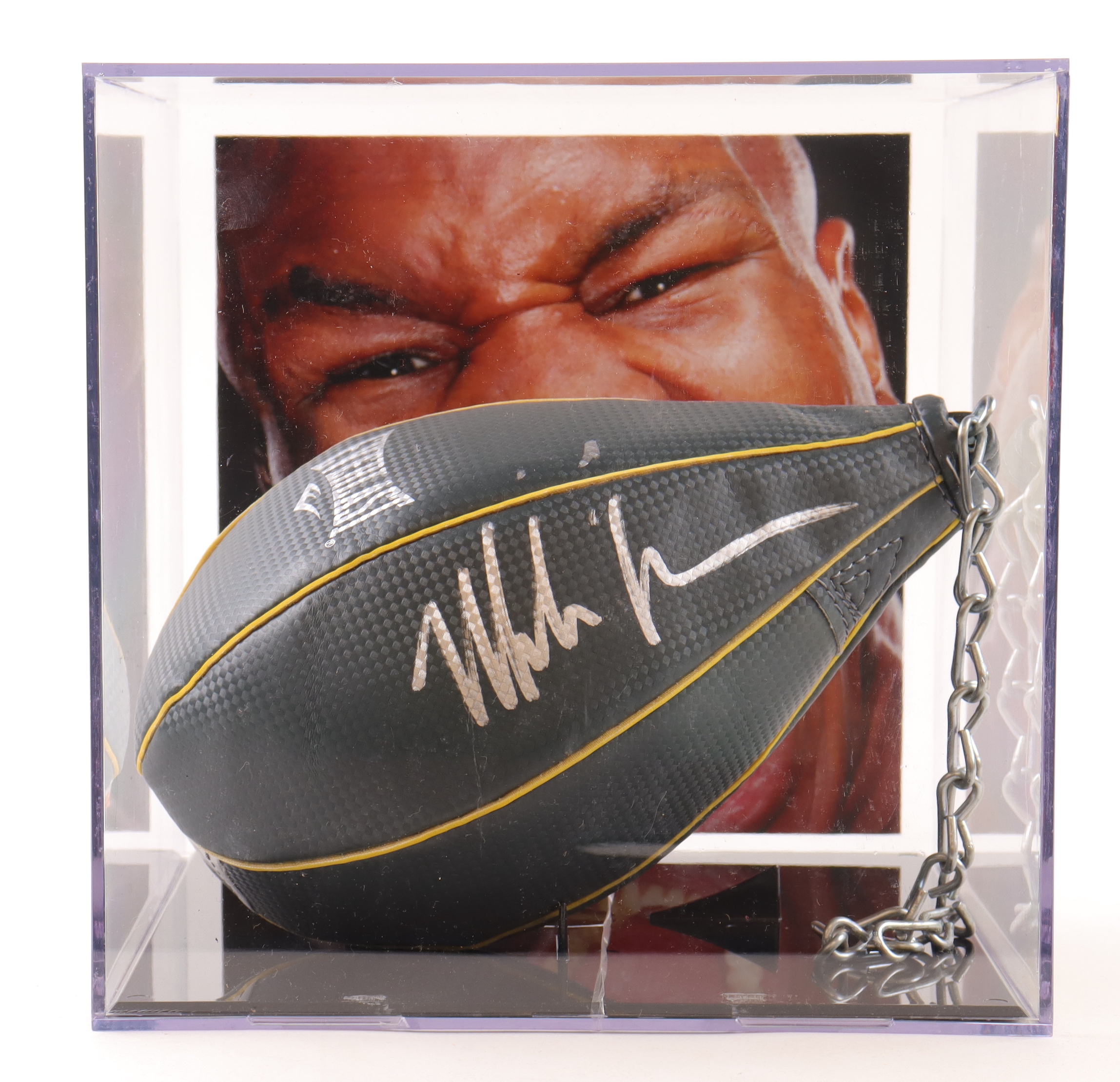 Mike Tyson Signed Everlast Speed Bag with Display Case (JSA & Tyson) at PristineAuction.com Mike Tyson Signed Everlast Speed Bag with Display Case (JSA & Tyson) at PristineAuction.com