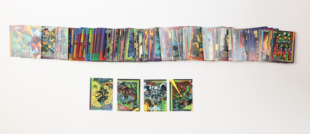 1993 SkyBox Marvel Masterpieces Complete Set of (90) Cards with Hulk #1, Spider-Man #5, Iron-Mn #4 & Thor #3 at PristineAuction.com 1993 SkyBox Marvel Masterpieces Complete Set of (90) Cards with Hulk #1, Spider-Man #5, Iron-Mn #4 & Thor #3 at PristineAuction.com