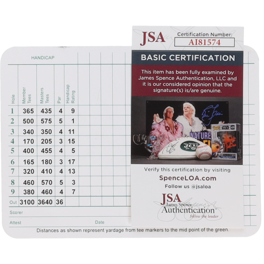 Hideki Matsuyama Signed Augusta National Golf Club Scorecard (JSA ...
