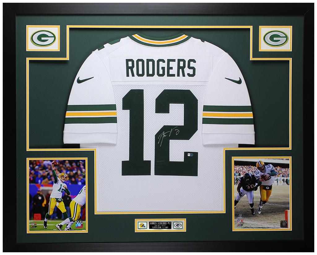 Aaron Rodgers Signed 35x43 Custom Framed Jersey Display (Fanatics) at PristineAuction.com Aaron Rodgers Signed 35x43 Custom Framed Jersey Display (Fanatics) at PristineAuction.com