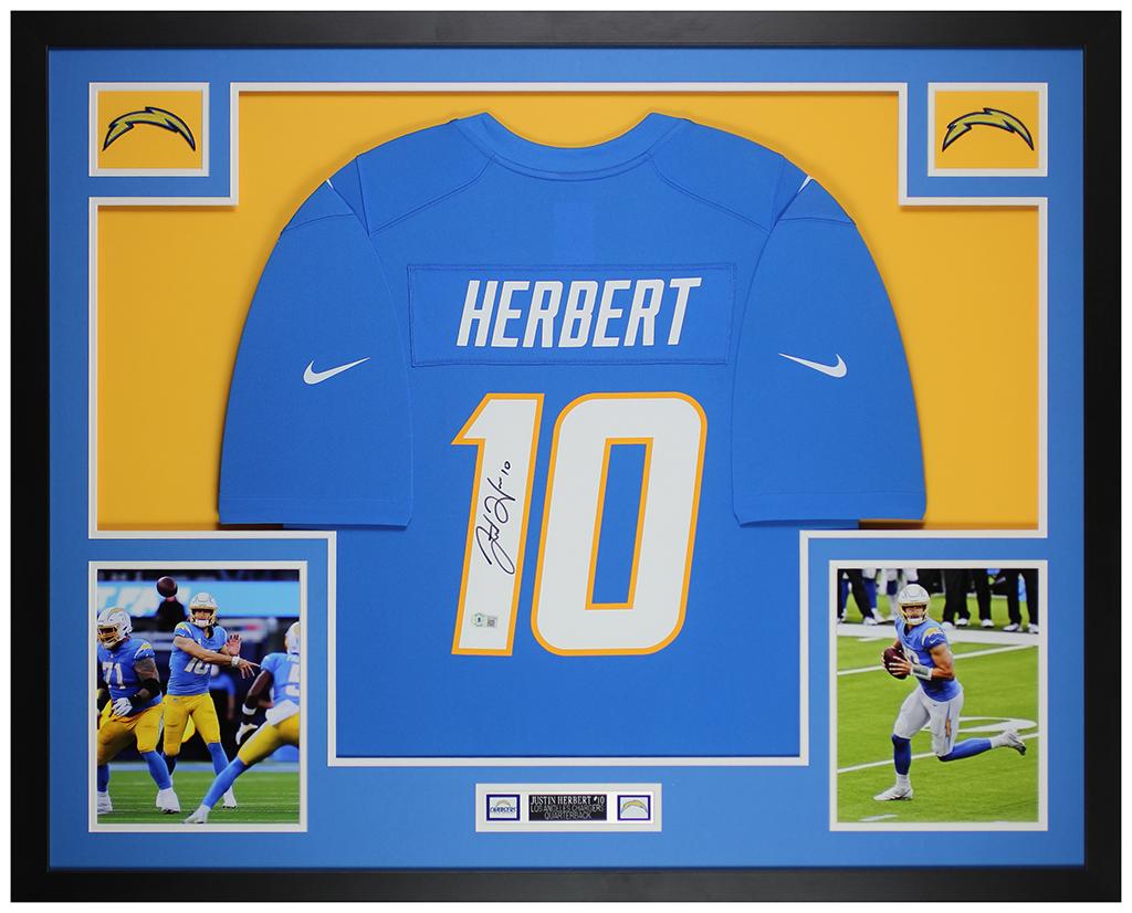 Justin Herbert Signed 35x43 Custom Framed Jersey Display (Beckett) at PristineAuction.com Justin Herbert Signed 35x43 Custom Framed Jersey Display (Beckett) at PristineAuction.com