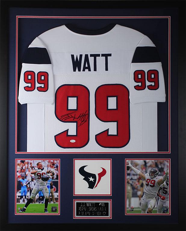 JJ Watt Signed 35x43 Custom Framed jersey Display (JSA) at PristineAuction.com JJ Watt Signed 35x43 Custom Framed jersey Display (JSA) at PristineAuction.com