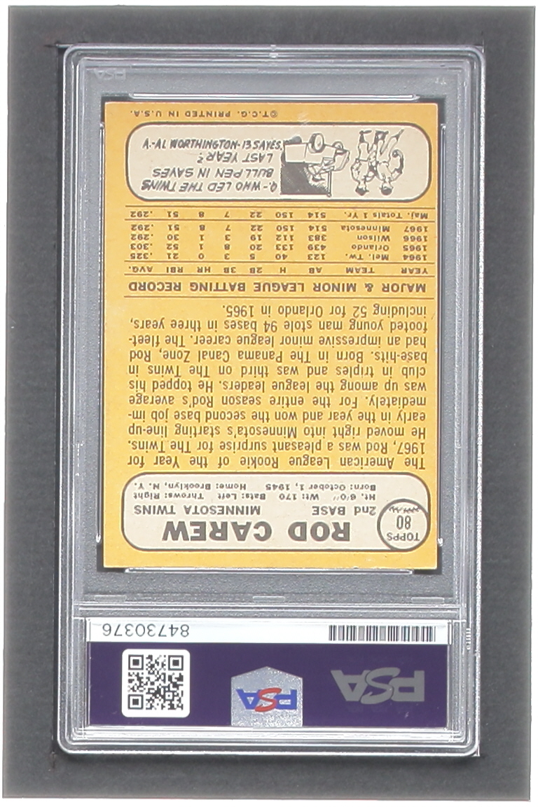 Rod Carew Signed 1969 Topps #510 (PSA) at PristineAuction.com Rod Carew Signed 1969 Topps #510 (PSA) at PristineAuction.com