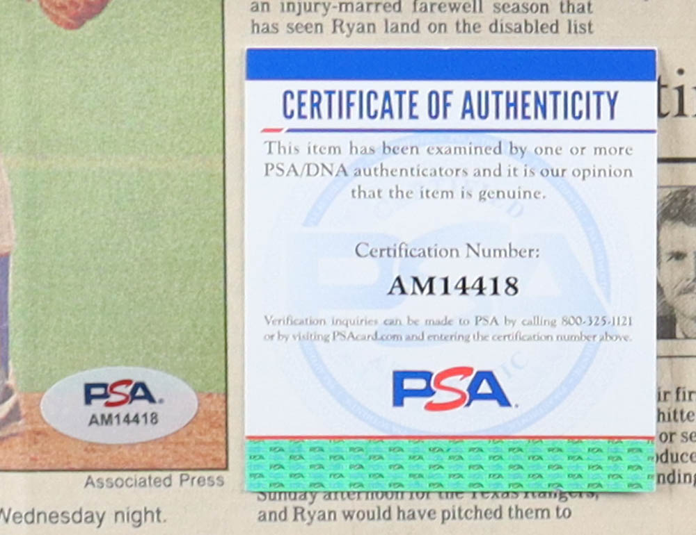 Nolan Ryan Signed 1993 "Goodbye Nolan" Newspaper (PSA) at PristineAuction.com Nolan Ryan Signed 1993 "Goodbye Nolan" Newspaper (PSA) at PristineAuction.com