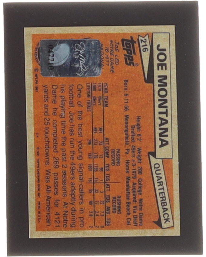 Joe Montana Signed Trading Card (Montana) at PristineAuction.com Joe Montana Signed Trading Card (Montana) at PristineAuction.com