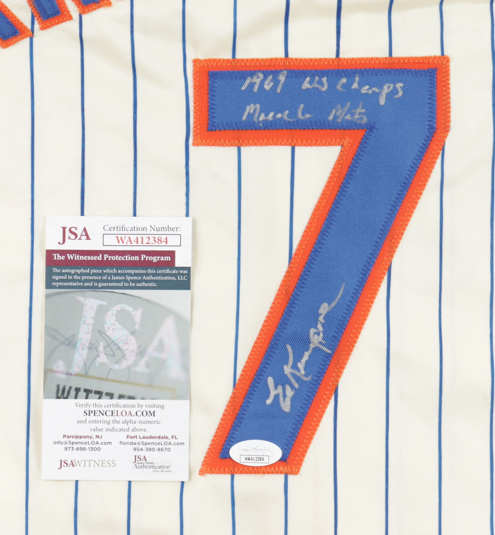 Ed Kranepool Signed Jersey Inscribed "1969 WS Champs" & "Miracle Mets" (JSA) at PristineAuction.com Ed Kranepool Signed Jersey Inscribed "1969 WS Champs" & "Miracle Mets" (JSA) at PristineAuction.com