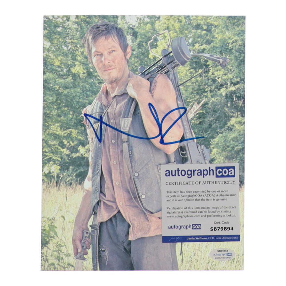 Norman Reedus Signed "The Walking Dead" 8x10 Photo (ACOA) Pristine