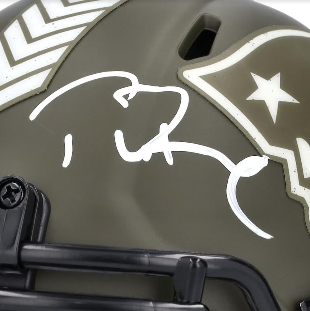 Tom Brady Signed Patriots Salute to Service Speed Mini Helmet (Fanatics) at PristineAuction.com Tom Brady Signed Patriots Salute to Service Speed Mini Helmet (Fanatics) at PristineAuction.com