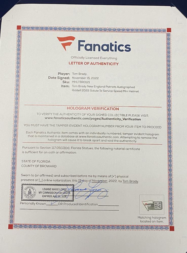 Tom Brady Signed Patriots Salute to Service Speed Mini Helmet (Fanatics) at PristineAuction.com Tom Brady Signed Patriots Salute to Service Speed Mini Helmet (Fanatics) at PristineAuction.com