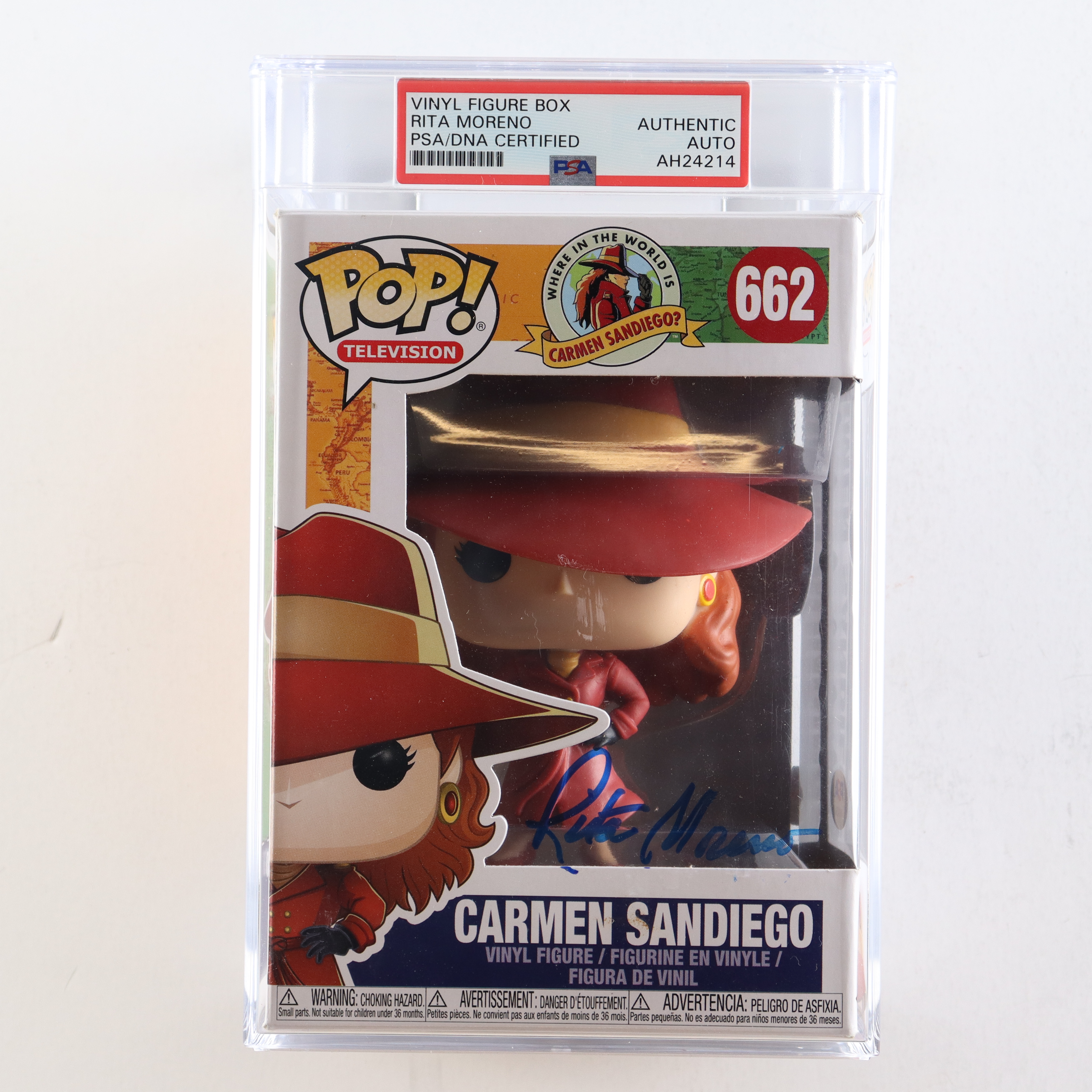 Rita Moreno Signed "Carmen Sandiego" #662 Carmen Sandiego Funko Pop! Vinyl Figure (PSA) at PristineAuction.com Rita Moreno Signed "Carmen Sandiego" #662 Carmen Sandiego Funko Pop! Vinyl Figure (PSA) at PristineAuction.com