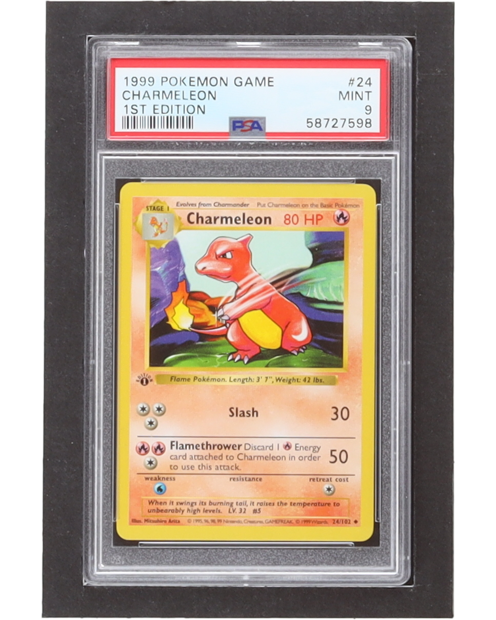 Charmeleon 1999 Pokemon Base 1st Edition #24 Shadowless (PSA 9) at PristineAuction.com Charmeleon 1999 Pokemon Base 1st Edition #24 Shadowless (PSA 9) at PristineAuction.com
