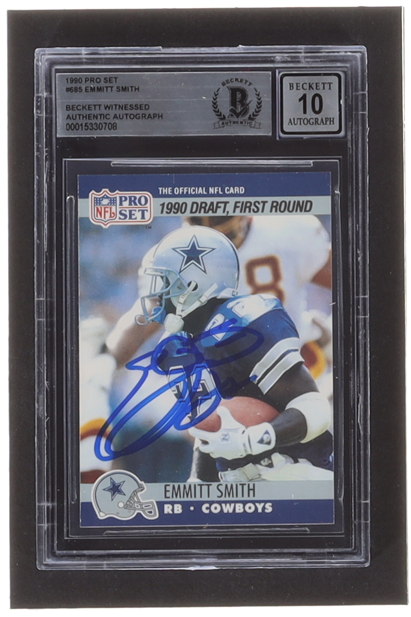 Emmitt Smith Signed 1990 Pro Set #685 RC (BGS) at PristineAuction.com Emmitt Smith Signed 1990 Pro Set #685 RC (BGS) at PristineAuction.com