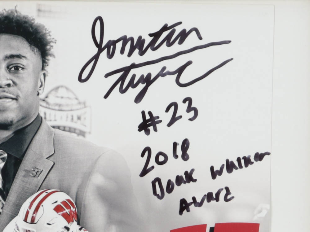 Jonathan Taylor Signed Wisconsin Badgers Custom Framed Photo Display Inscribed "2018 Doak Walker Award" with Doak Walker Cut (JSA & BGS) at PristineAuction.com Jonathan Taylor Signed Wisconsin Badgers Custom Framed Photo Display Inscribed "2018 Doak Walker Award" with Doak Walker Cut (JSA & BGS) at PristineAuction.com
