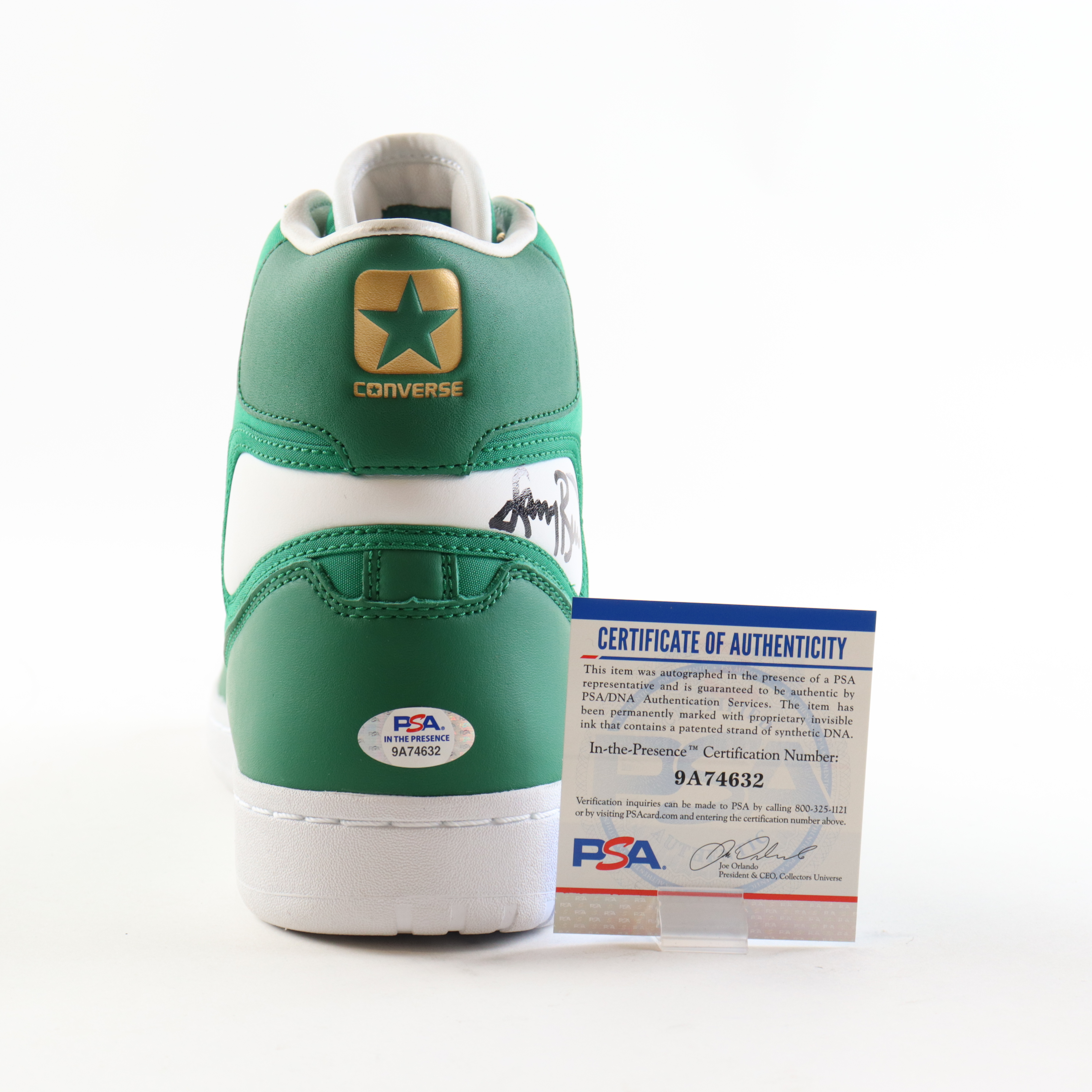 Larry Bird Signed 1984 Celtics Championship Special Edition Converse Basketball Shoe With Display Case (PSA) at PristineAuction.com Larry Bird Signed 1984 Celtics Championship Special Edition Converse Basketball Shoe With Display Case (PSA) at PristineAuction.com