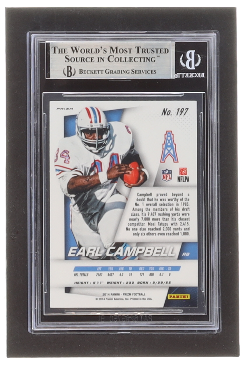 Earl Campbell Signed 2014 Panini Prizm Prizms Red White and Blue #197 (BGS) at PristineAuction.com Earl Campbell Signed 2014 Panini Prizm Prizms Red White and Blue #197 (BGS) at PristineAuction.com