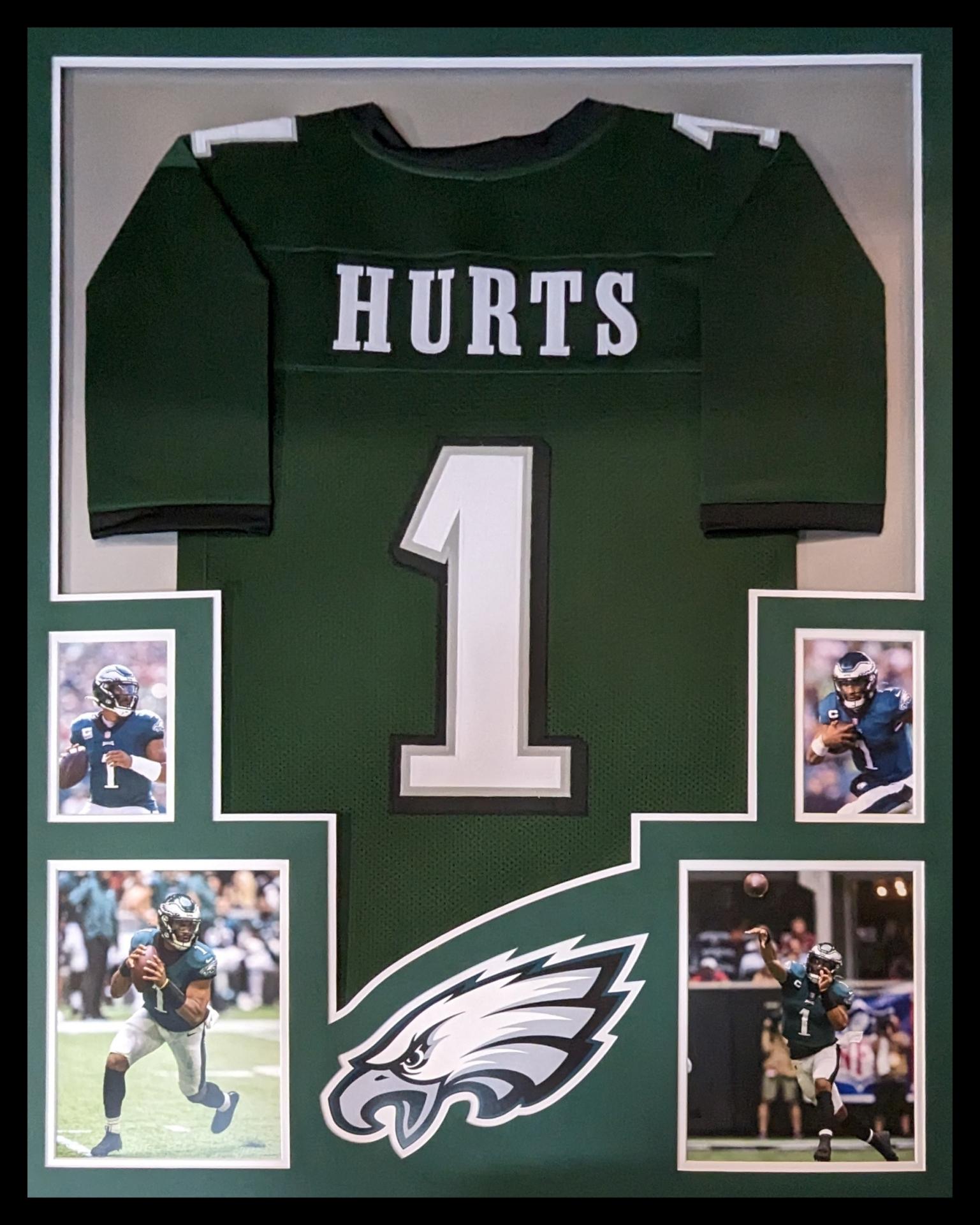 Jalen Hurts Custom Framed Jersey Display at PristineAuction.com Jalen Hurts Custom Framed Jersey Display at PristineAuction.com