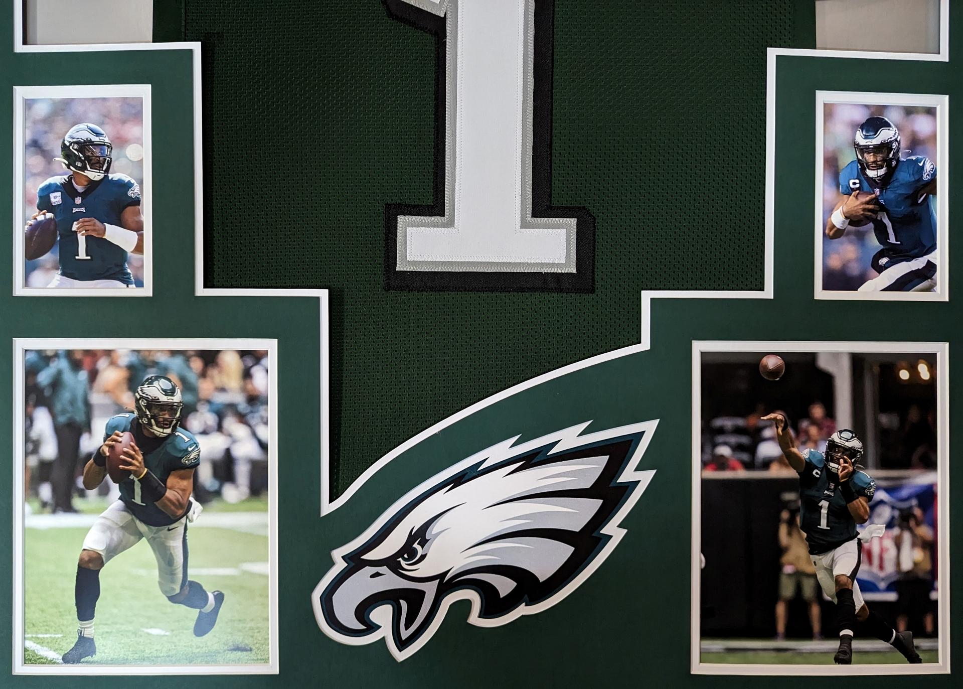 Jalen Hurts Custom Framed Jersey Display at PristineAuction.com Jalen Hurts Custom Framed Jersey Display at PristineAuction.com