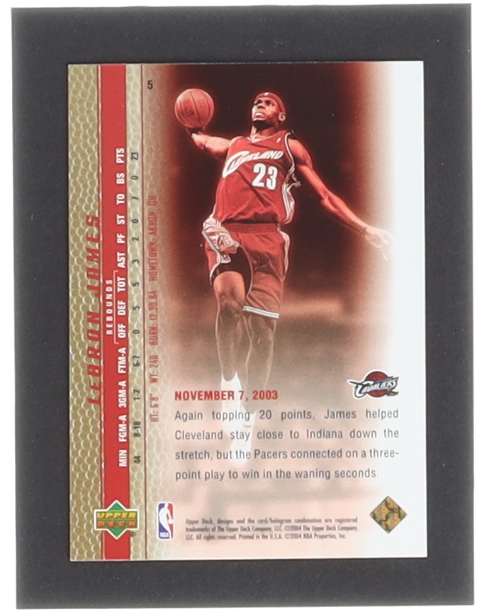 LeBron James 2003-04 Upper Deck Phenomenal Beginning LeBron James Gold #5 / Soaring to the Rafters at PristineAuction.com LeBron James 2003-04 Upper Deck Phenomenal Beginning LeBron James Gold #5 / Soaring to the Rafters at PristineAuction.com