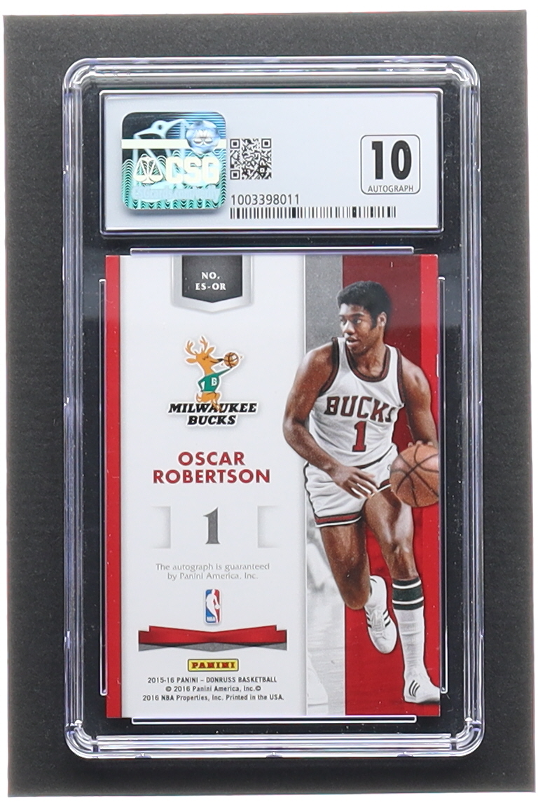Oscar Robertson 2015-16 Donruss Elite Dominator Signatures Gold #EDSOR #06/10 (CSG 9) at PristineAuction.com Oscar Robertson 2015-16 Donruss Elite Dominator Signatures Gold #EDSOR #06/10 (CSG 9) at PristineAuction.com