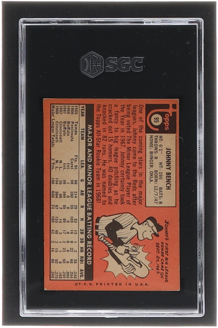 Johnny Bench 1969 Topps #95 (SGC 3) at PristineAuction.com Johnny Bench 1969 Topps #95 (SGC 3) at PristineAuction.com