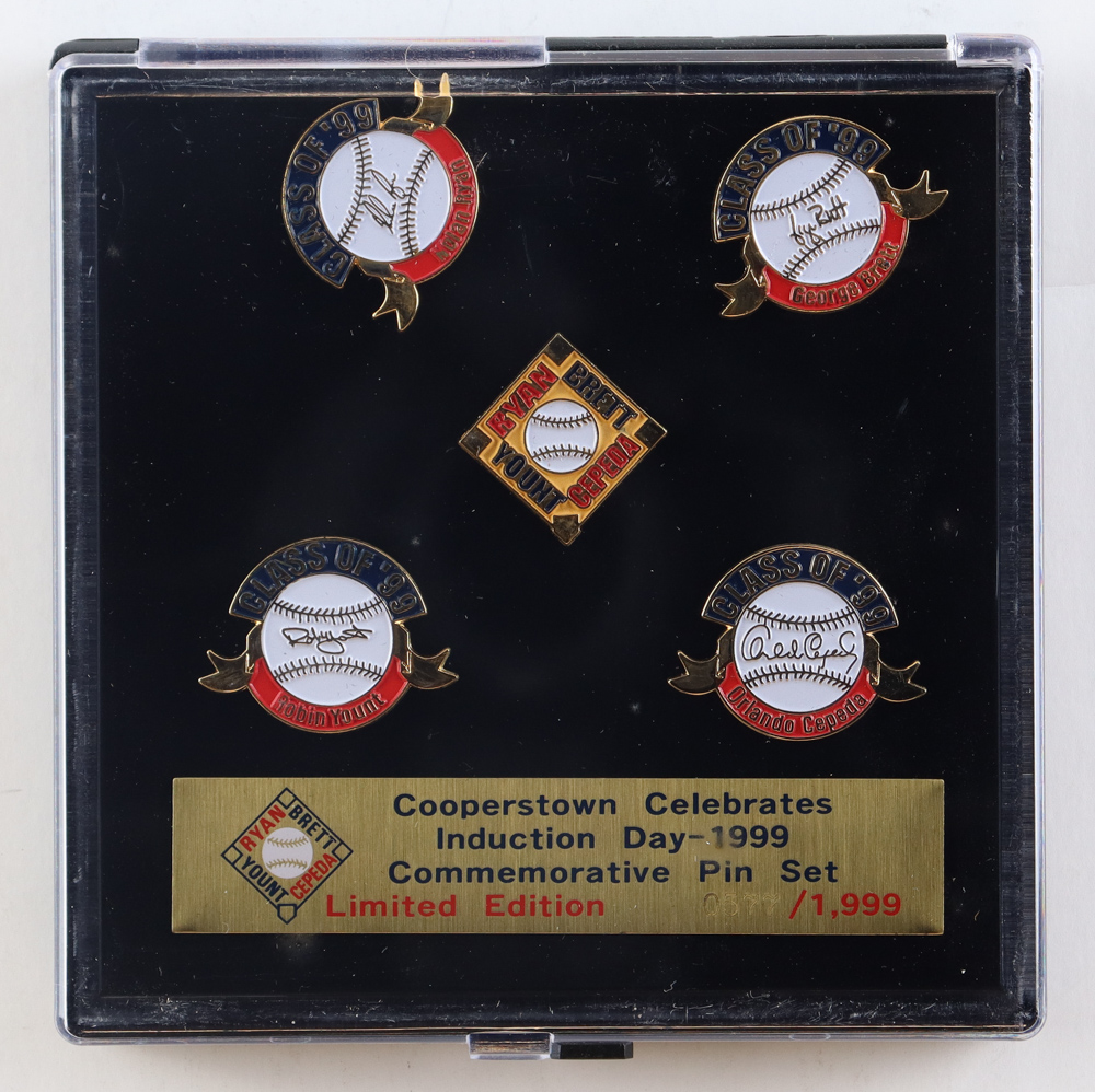 LE 1999 Original Cooperstown Hall of Fame Induction Commemorative Set of (5) Pins at PristineAuction.com LE 1999 Original Cooperstown Hall of Fame Induction Commemorative Set of (5) Pins at PristineAuction.com