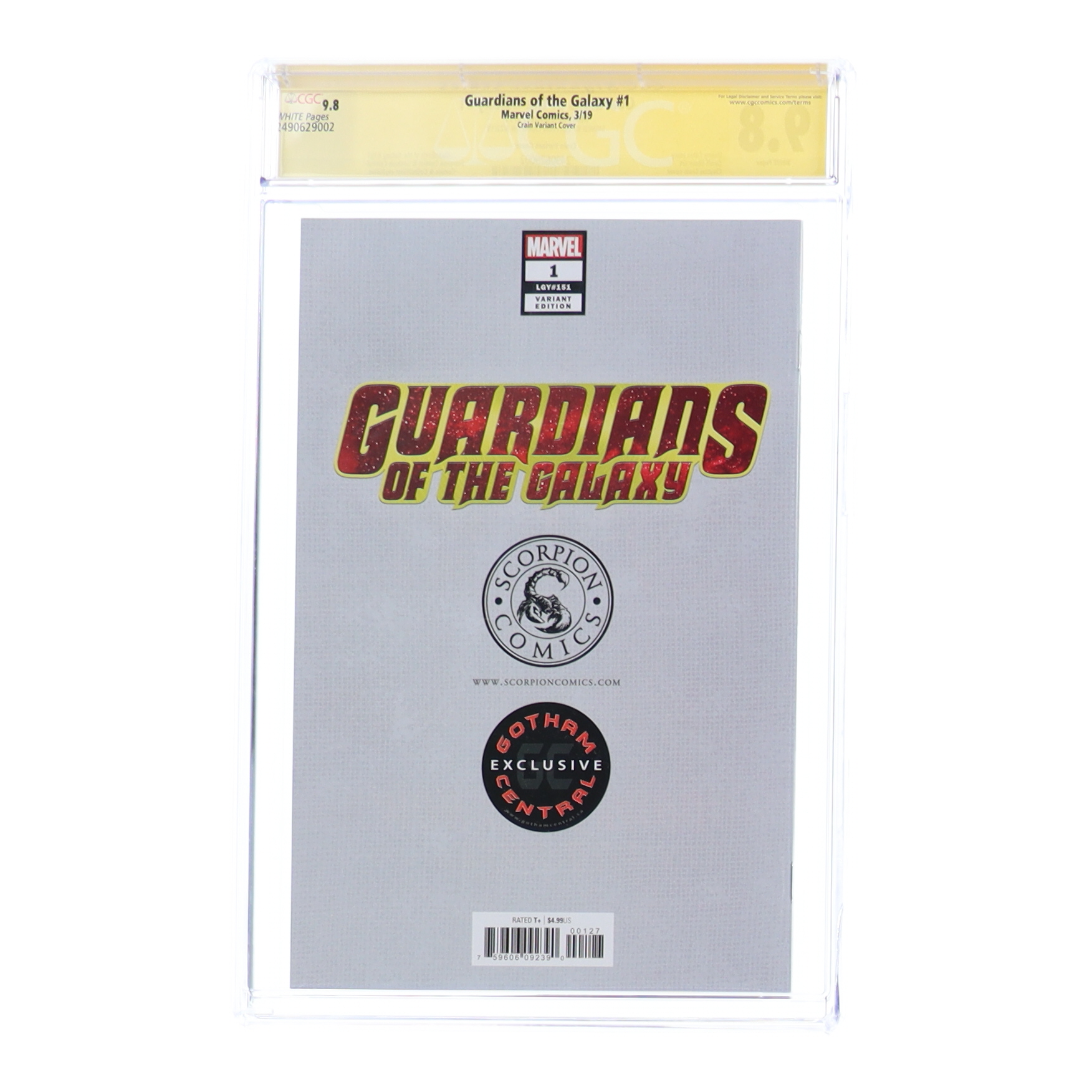 Clayton Crain Signed 2019 "Guardians of the Galaxy" Issue #1 LE Crain Variant Cover Marvel Comic Book (CGC 9.8) at PristineAuction.com Clayton Crain Signed 2019 "Guardians of the Galaxy" Issue #1 LE Crain Variant Cover Marvel Comic Book (CGC 9.8) at PristineAuction.com