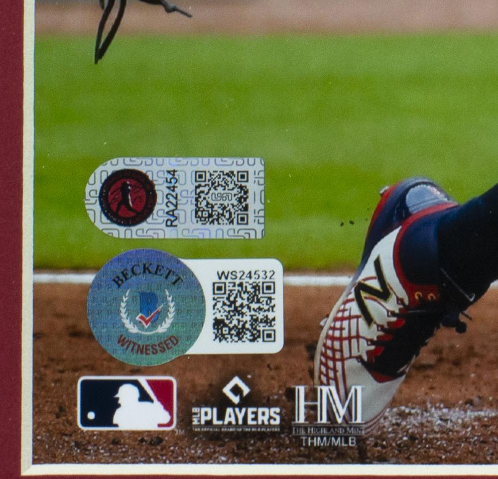 Ronald Acuna Jr. Signed Braves Custom Framed Photo (Beckett & Acuna Jr.) at PristineAuction.com Ronald Acuna Jr. Signed Braves Custom Framed Photo (Beckett & Acuna Jr.) at PristineAuction.com